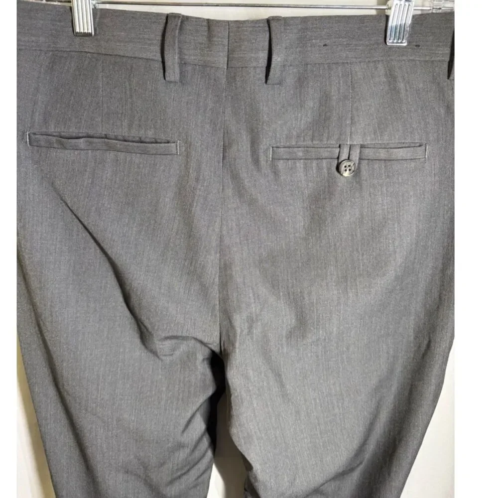 Banana Republic Men’s Gray 100% Wool Dress Pants 33x32 Flat Front Trousers
